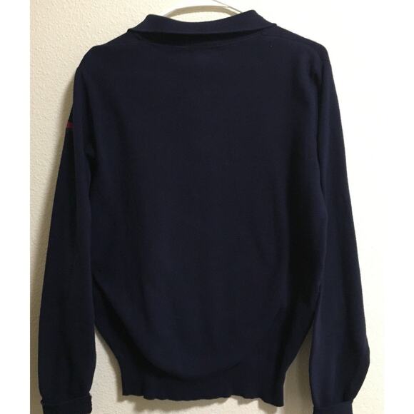 VTG Men’s Andrew Rohan Size M Navy Embroidered USA Network Logo Pullover Sweater - Picture 2 of 8